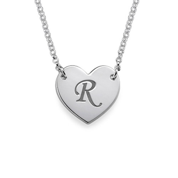 Heart Necklace with Initial Print Font - Custom Jewellery By All Uniqueness