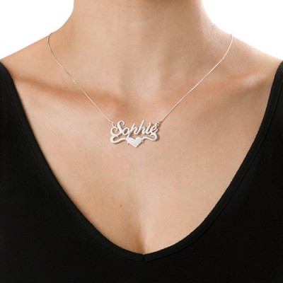 Silver Middle Heart Name Necklace - Custom Jewellery By All Uniqueness