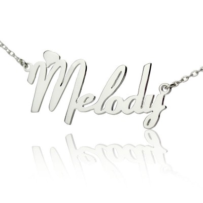 White Gold Plated Fiolex Girls Fonts Heart Name Necklace - Custom Jewellery By All Uniqueness