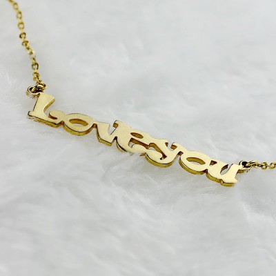 Cute Cartoon Ravie Font Gold Plated Name Necklace - Custom Jewellery By All Uniqueness