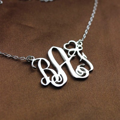 Initial Monogram Necklace White Gold Plated With Heart - Custom Jewellery By All Uniqueness