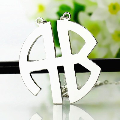 Two Initial Block Monogram Pendant Necklace Solid White Gold - Custom Jewellery By All Uniqueness