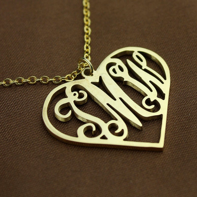 Gold Plated Initial Monogram Heart Necklace - Custom Jewellery By All Uniqueness
