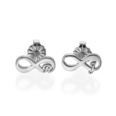Infinity Stud Earrings with Initial - Custom Jewellery By All Uniqueness