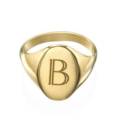 Initial Signet Ring - Gold Plated - Custom Jewellery By All Uniqueness