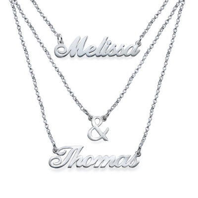 Layered Name Necklace in Silver - Custom Jewellery By All Uniqueness