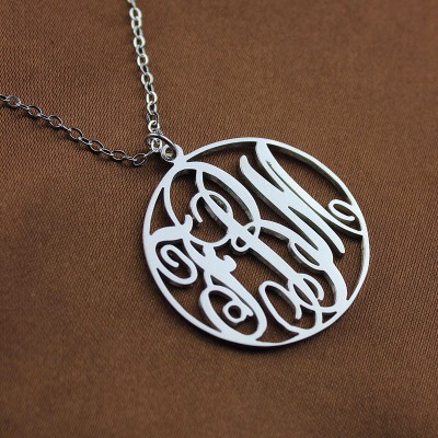 Necklace Fancy Circle Monogram Necklace Silver - Custom Jewellery By All Uniqueness