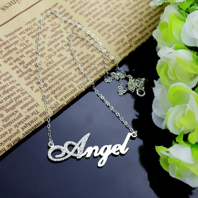 Silver Script Name Necklace-Initial Full Birthstone - Custom Jewellery By All Uniqueness