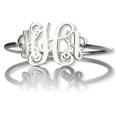 Monogram Initial Bracelet 1.25 Inch Silver - Custom Jewellery By All Uniqueness