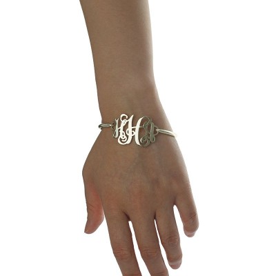 Monogram Initial Bracelet 1.25 Inch Silver - Custom Jewellery By All Uniqueness