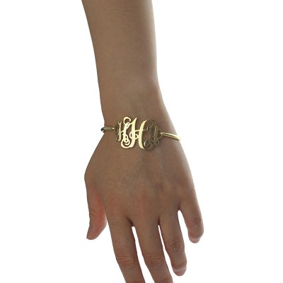 Gold Plated Monogram Initial Bracelet 1.25 Inch - Custom Jewellery By All Uniqueness
