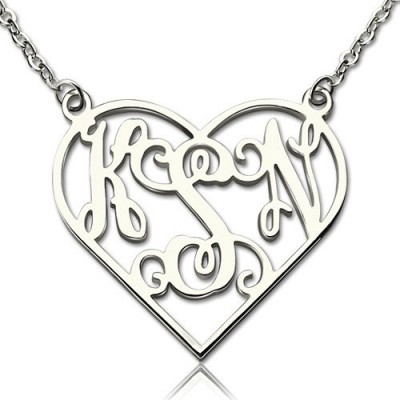 Heart Monogram Necklace Silver - Custom Jewellery By All Uniqueness