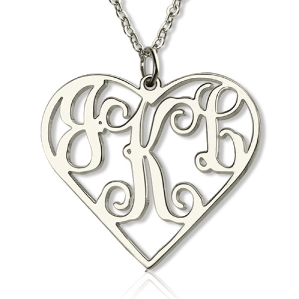 Silver Cut Out Heart Monogram Necklace - Custom Jewellery By All Uniqueness