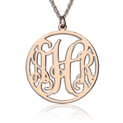 Circle Initial Monogram Necklace Rose Gold Plated - Custom Jewellery By All Uniqueness