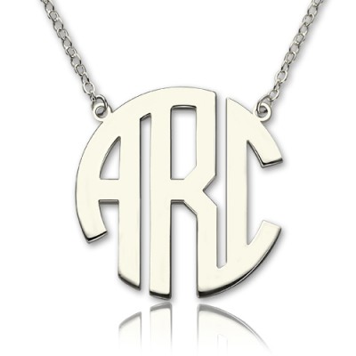 Solid White Gold Initial Block Monogram Pendant Necklace - Custom Jewellery By All Uniqueness