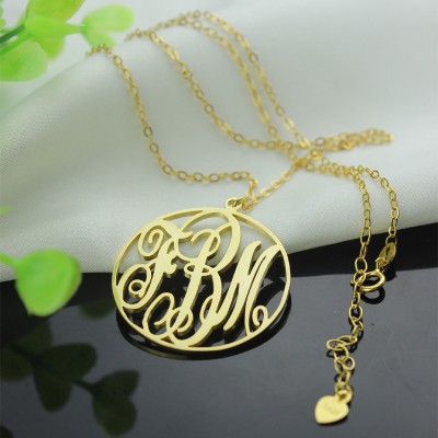 Gold Plated Circle Initial Monogram Necklace - Custom Jewellery By All Uniqueness