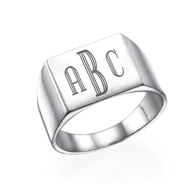 Monogrammed Signet Ring in Silver - Custom Jewellery By All Uniqueness