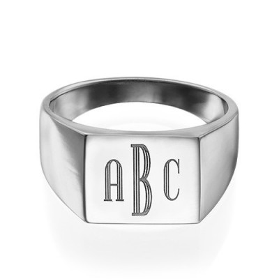 Monogrammed Signet Ring in Silver - Custom Jewellery By All Uniqueness