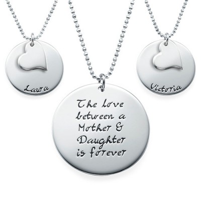 Mother Daughter Gift - Set of Three Engraved Necklaces - Custom Jewellery By All Uniqueness
