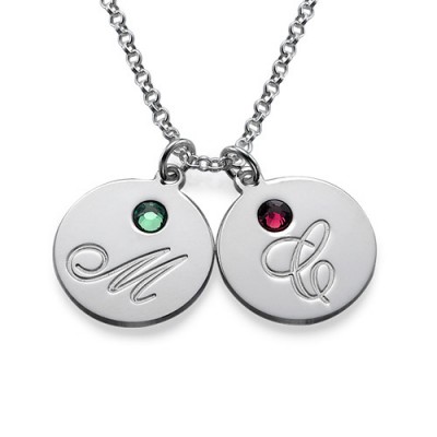 Multiple Initial Pendant Necklace with Birthstones - Custom Jewellery By All Uniqueness