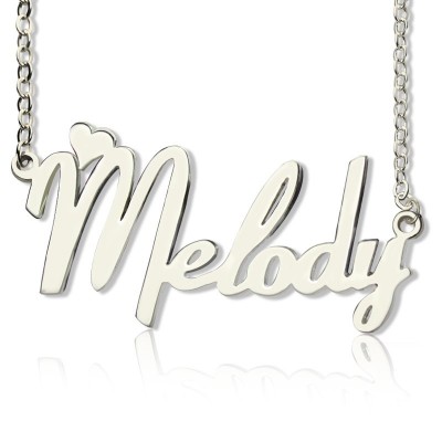 White Gold Plated Fiolex Girls Fonts Heart Name Necklace - Custom Jewellery By All Uniqueness