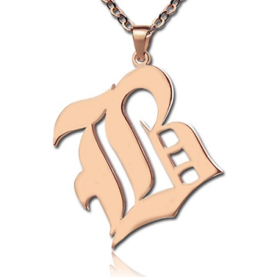 Rose Gold Plated Initial Necklace Old English Style - Custom Jewellery By All Uniqueness