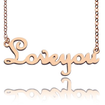 Solid Rose Gold French Font I Love You Name Necklace - Custom Jewellery By All Uniqueness