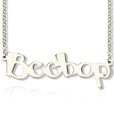 Solid White Gold Beetle font Letter Name Necklace - Custom Jewellery By All Uniqueness
