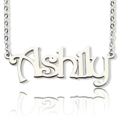 925 Silver Harrington Font Name Necklace - Custom Jewellery By All Uniqueness