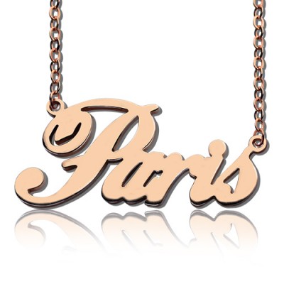 Paris Hilton Style Name Necklace Solid Rose Gold Plated - Custom Jewellery By All Uniqueness