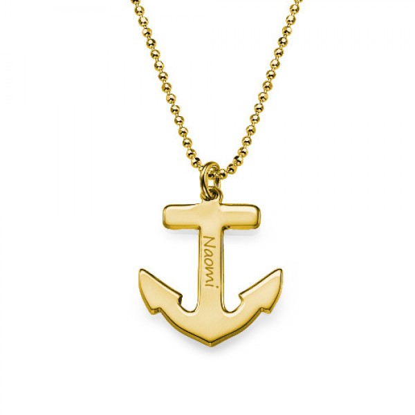 Gold Plated Silver Anchor Necklace - Custom Jewellery By All Uniqueness