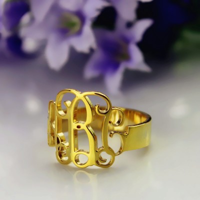 Gold Plated Monogram Ring Cut Out - Custom Jewellery By All Uniqueness
