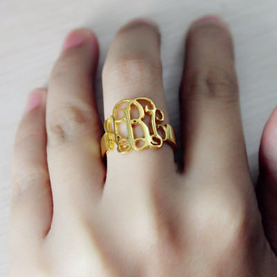 Gold Plated Monogram Ring Cut Out - Custom Jewellery By All Uniqueness