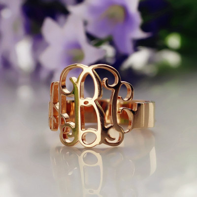 Rose Gold Monogram Ring - Custom Jewellery By All Uniqueness