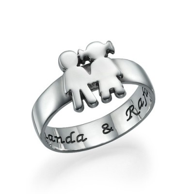 Mum Ring with Children Holding Hands - Custom Jewellery By All Uniqueness