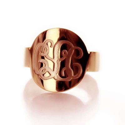 Engraved Script Rose Gold Monogrammed Ring - Custom Jewellery By All Uniqueness