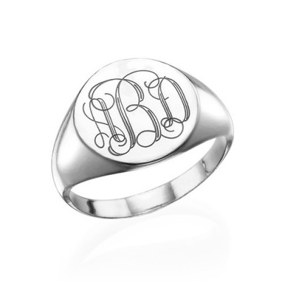 Signet Ring in Silver with Engraved Monogram - Custom Jewellery By All Uniqueness