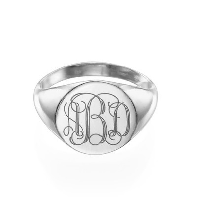 Signet Ring in Silver with Engraved Monogram - Custom Jewellery By All Uniqueness