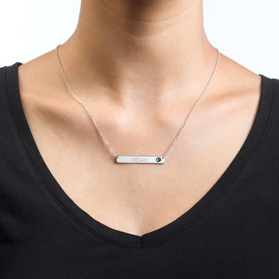 Silver Bar Necklace with Birthstone - Custom Jewellery By All Uniqueness