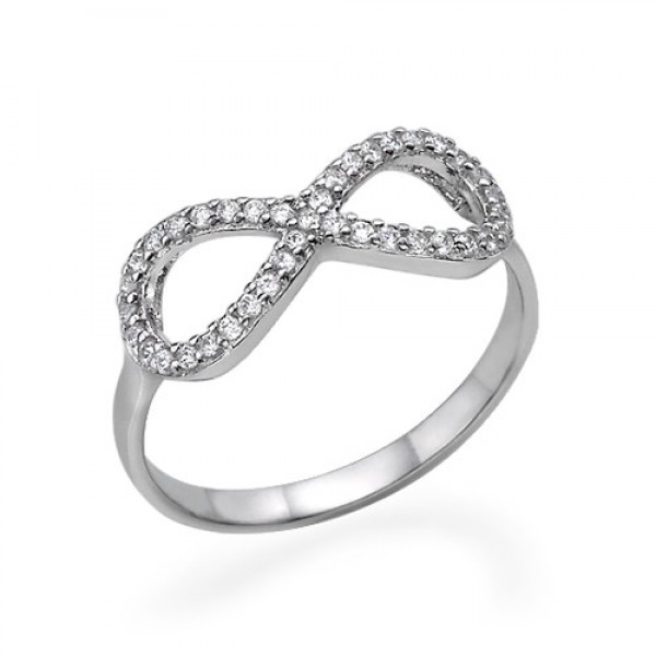 Silver Cubic Zirconia Encrusted Infinity Ring - Custom Jewellery By All Uniqueness