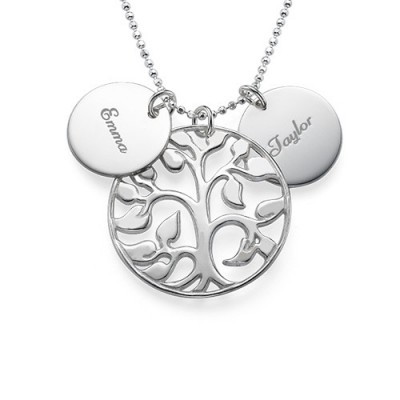Engraved Disc Cut Out Family Tree Necklace - Custom Jewellery By All Uniqueness