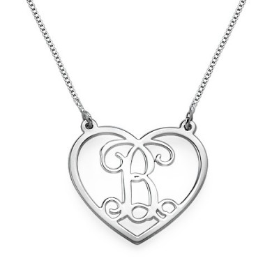 Silver Heart Initials Necklace - Custom Jewellery By All Uniqueness