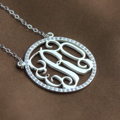 Birthstone Circle Monogram Necklace Silver - Custom Jewellery By All Uniqueness