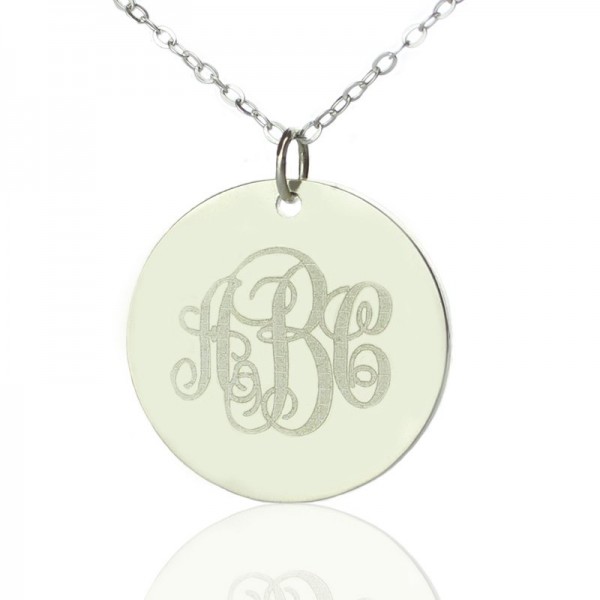 Engraved Disc Monogram Necklace Silver - Custom Jewellery By All Uniqueness