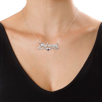 Silver and Swarovski Middle Heart Name Necklace - Custom Jewellery By All Uniqueness