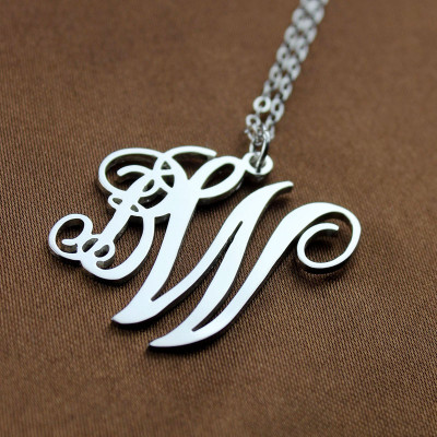 2 Initial Monogram Necklace Silver - Custom Jewellery By All Uniqueness