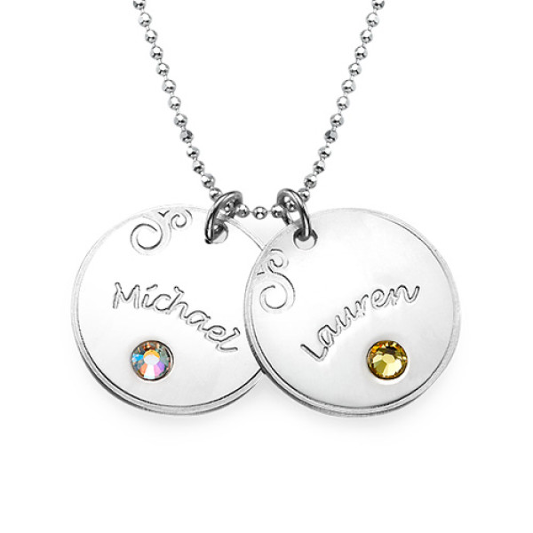 Silver Engraved Necklace with Birthstone - Custom Jewellery By All Uniqueness
