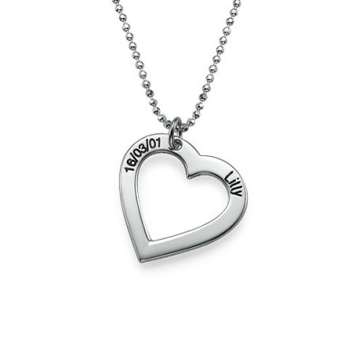 Silver Engraved Heart Necklace With One or More Pendants - Custom Jewellery By All Uniqueness