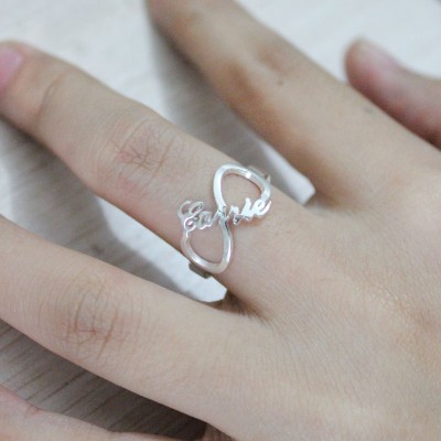 Infinity Nameplate Ring Silver - Custom Jewellery By All Uniqueness