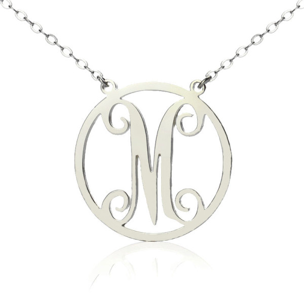 Silver Small Single Circle Monogram Letter Necklace - Custom Jewellery By All Uniqueness